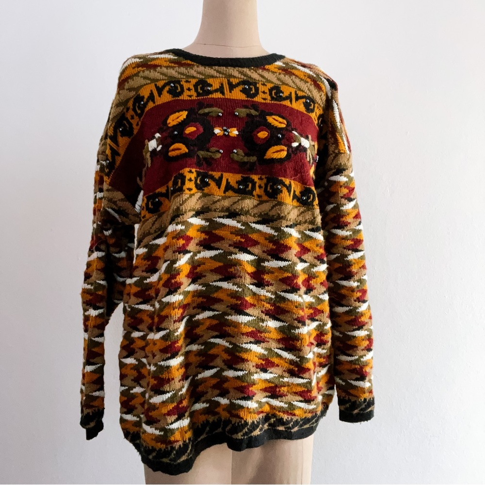 PARAMOUR Vintage Beaded Knit Sweater • Free Size 1990s - Picture 7 of 8